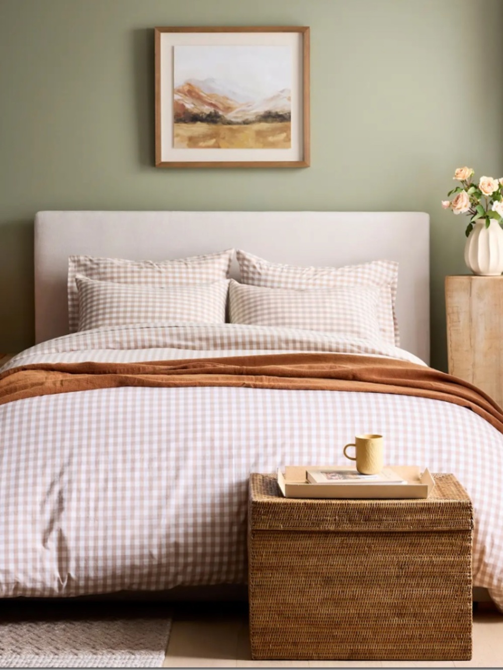 New King Ca King gingham percale duvet set with 2 king shams - Picture 3 of 9